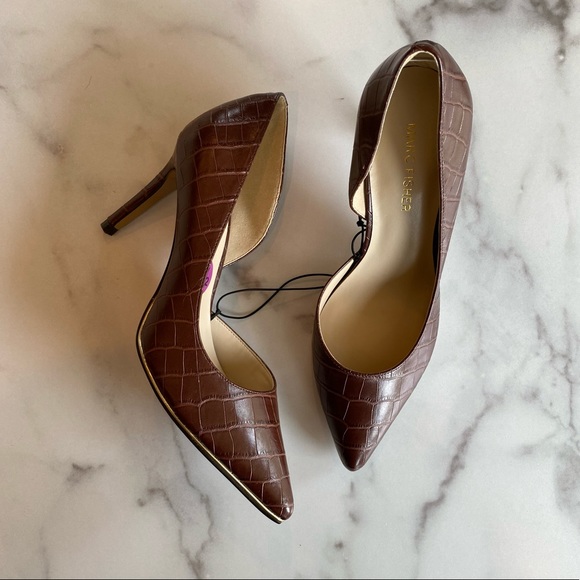 MARC FISHER Darlina Crocodile Embossed High Heels - Picture 1 of 6